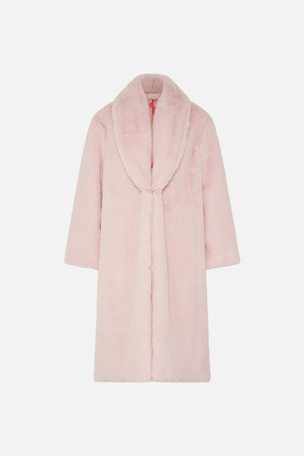 LONG TEDDY COAT BLOSSOMS AND BRUSHSTROKES