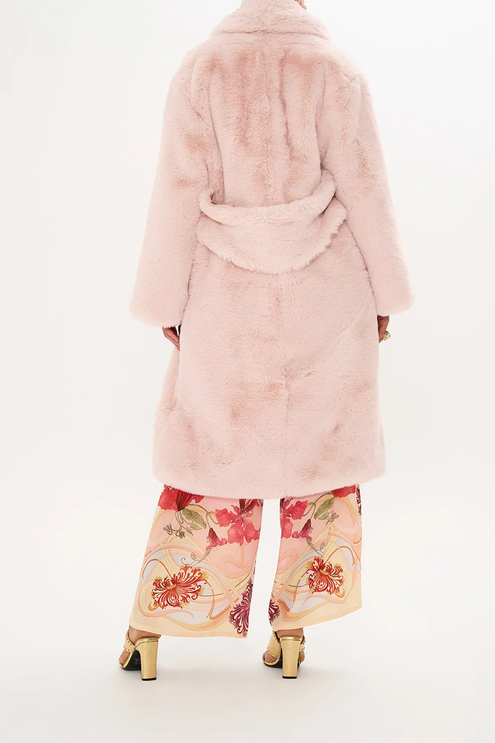 LONG TEDDY COAT BLOSSOMS AND BRUSHSTROKES