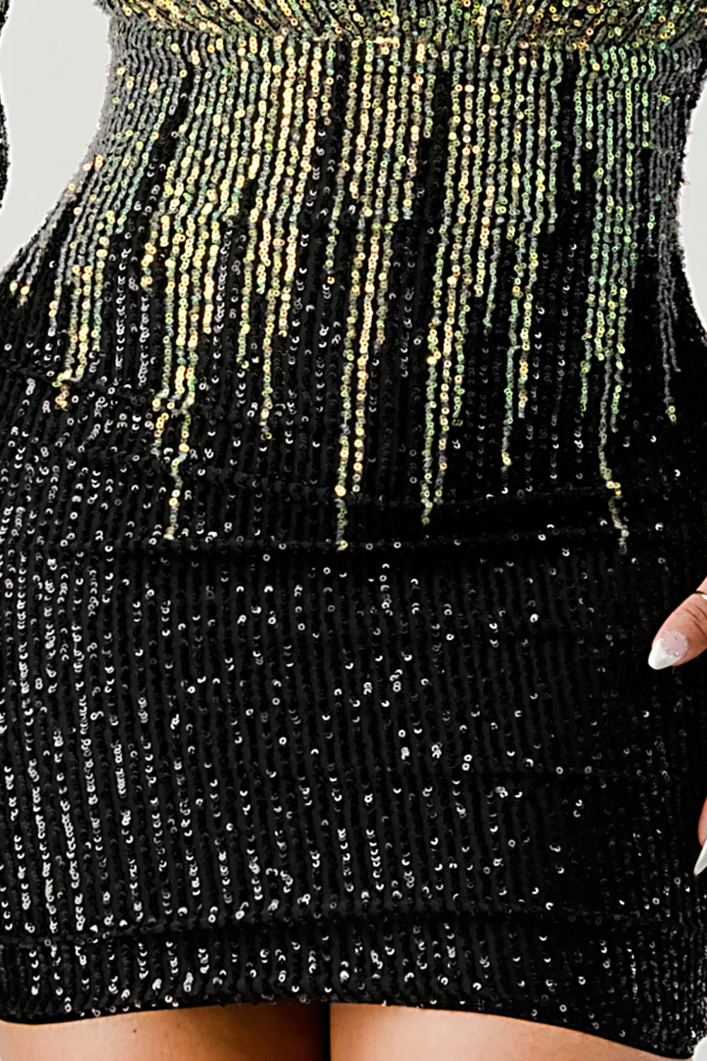 LUX OMBRE GLOW SEQUINS OPEN BACK BODYCON MINI DRESS