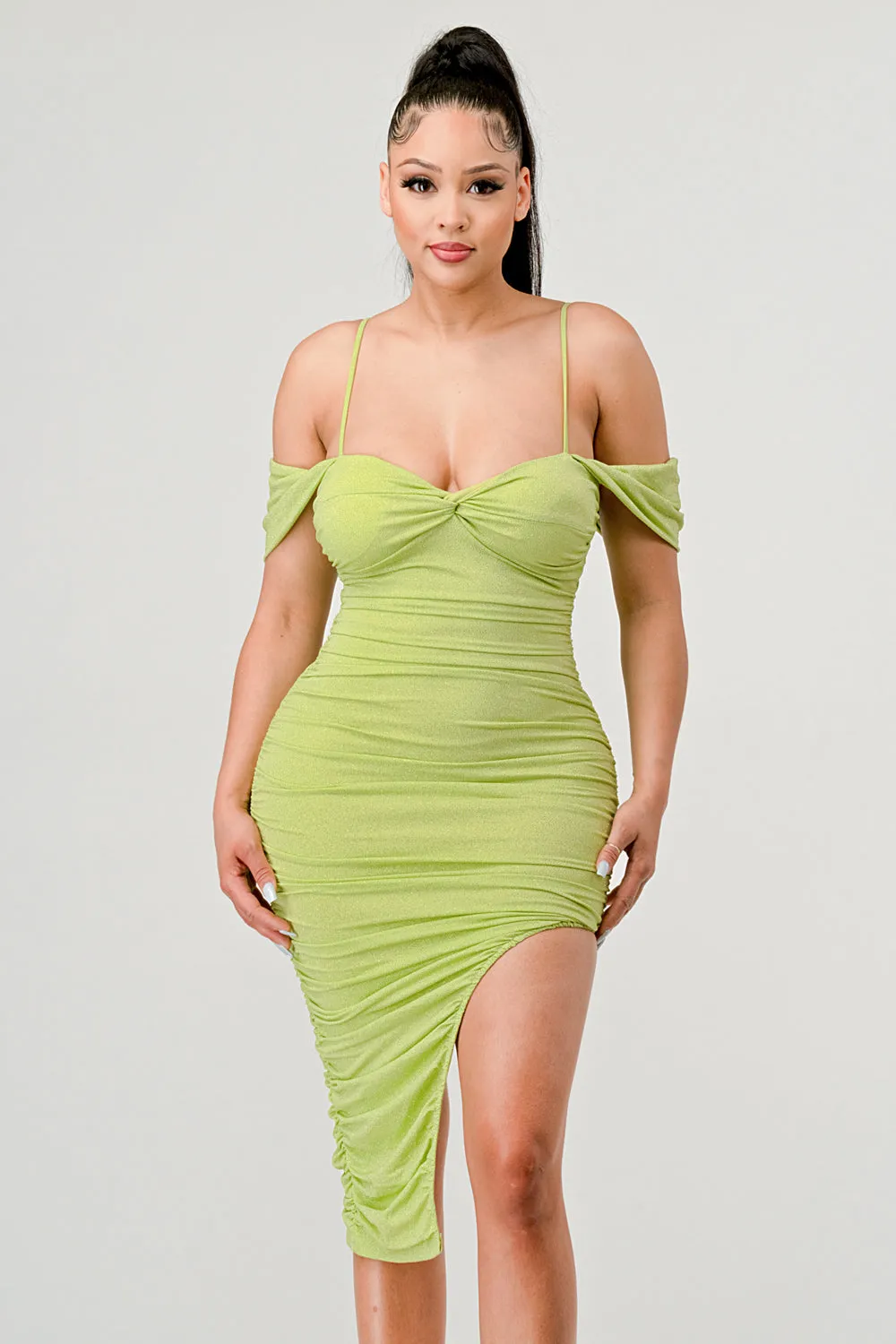 LUXE GLITTER SUPER STRETCH SWEETHEART MIDI DRESS
