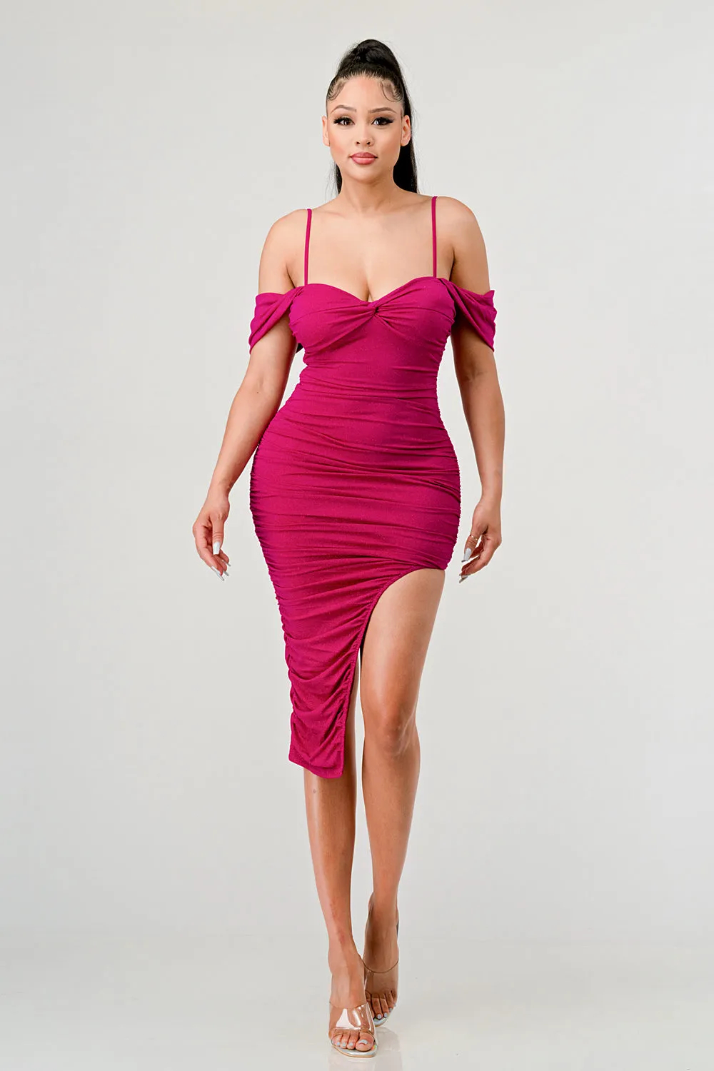 LUXE GLITTER SUPER STRETCH SWEETHEART MIDI DRESS