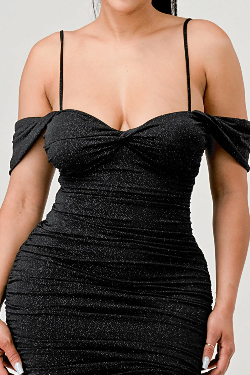 LUXE GLITTER SUPER STRETCH SWEETHEART MIDI DRESS