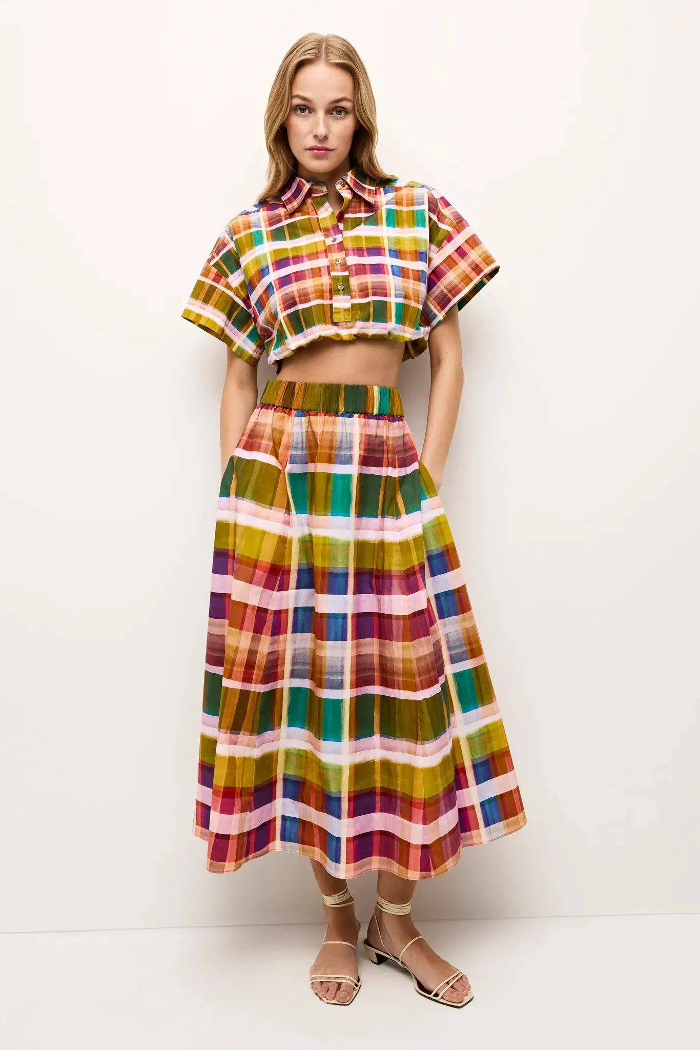 Ma391 Madras Midi Skirt