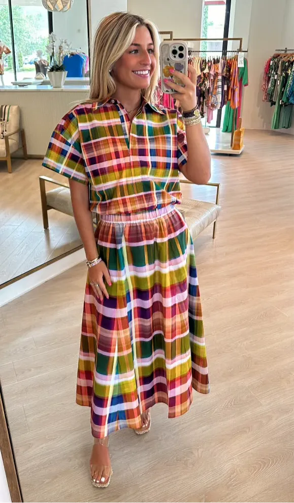 Ma391 Madras Midi Skirt