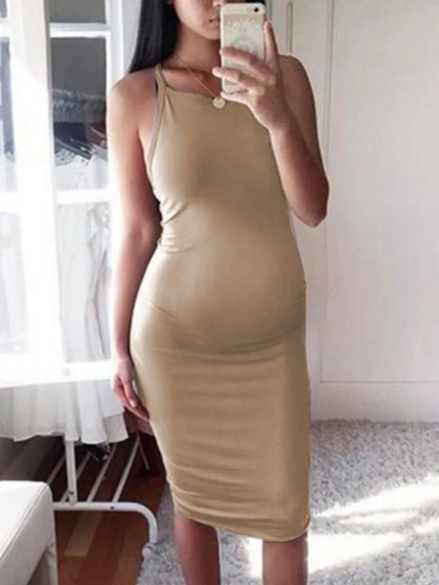 Maternity Sweet Sling Sleeveless Hip Dress