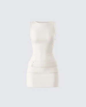 Matiyah Ivory Belted Micro Mini Dress