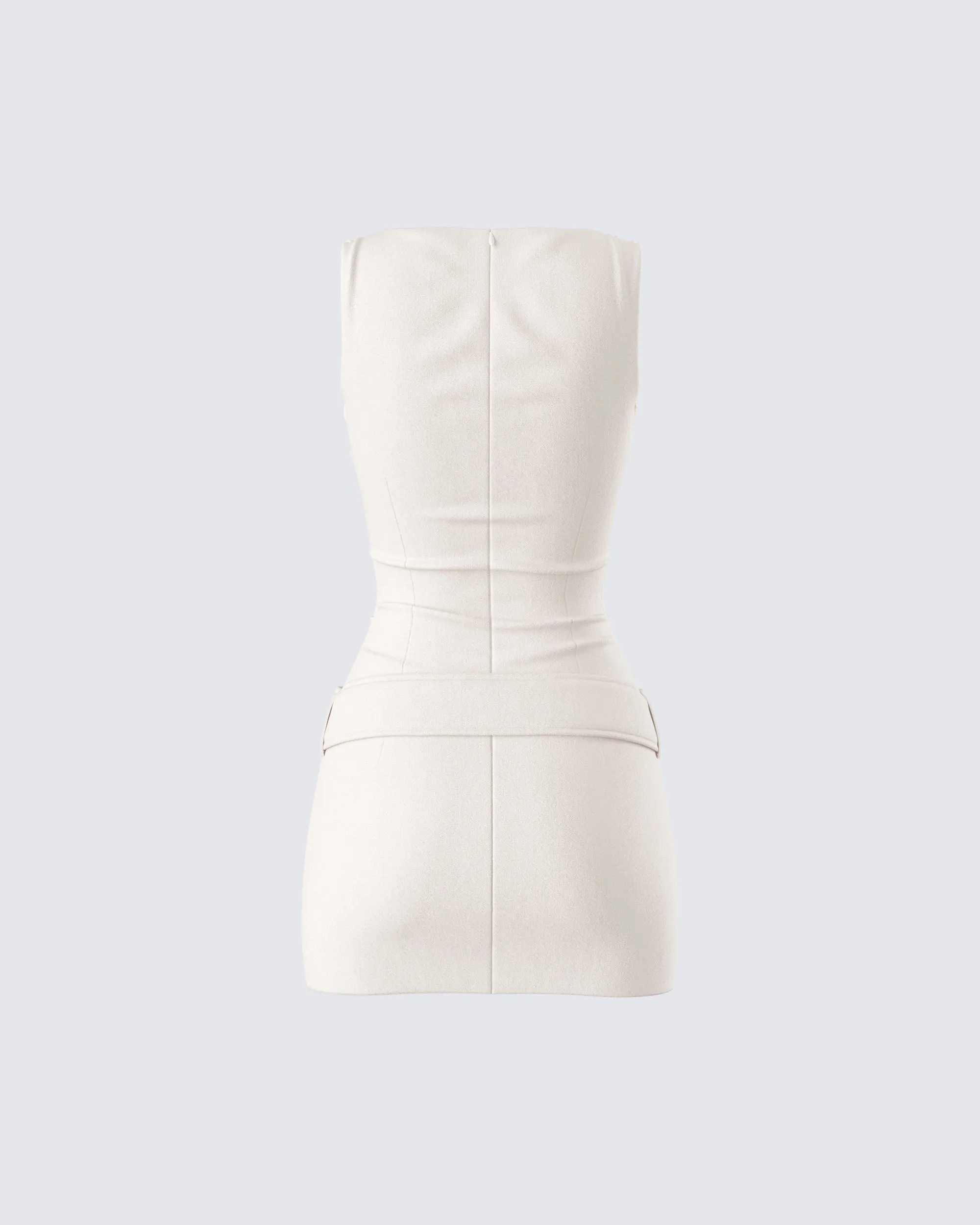 Matiyah Ivory Belted Micro Mini Dress