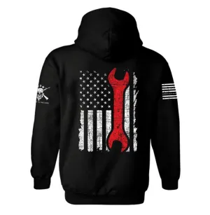 Mechanic Wrench Patriotic American Flag Hoodie | Mechanic Hoodie | American Flag Hoodie | Mechanic Tools | Unisex Hoodie