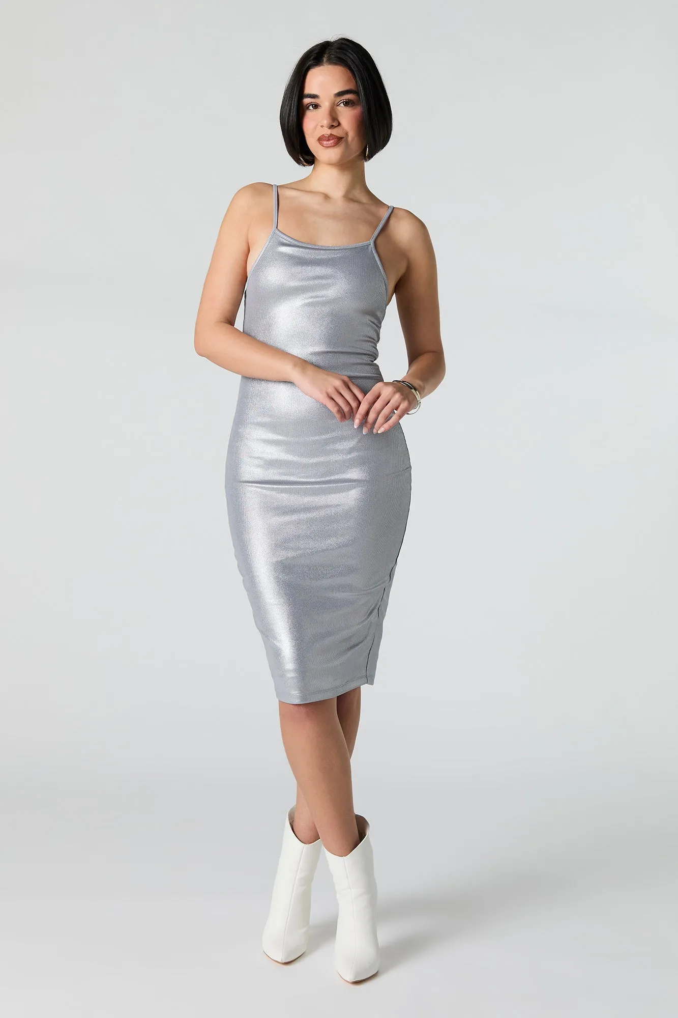 Metallic Bodycon Midi Dress