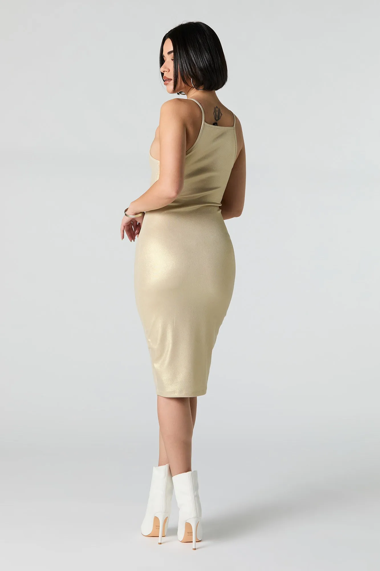 Metallic Bodycon Midi Dress