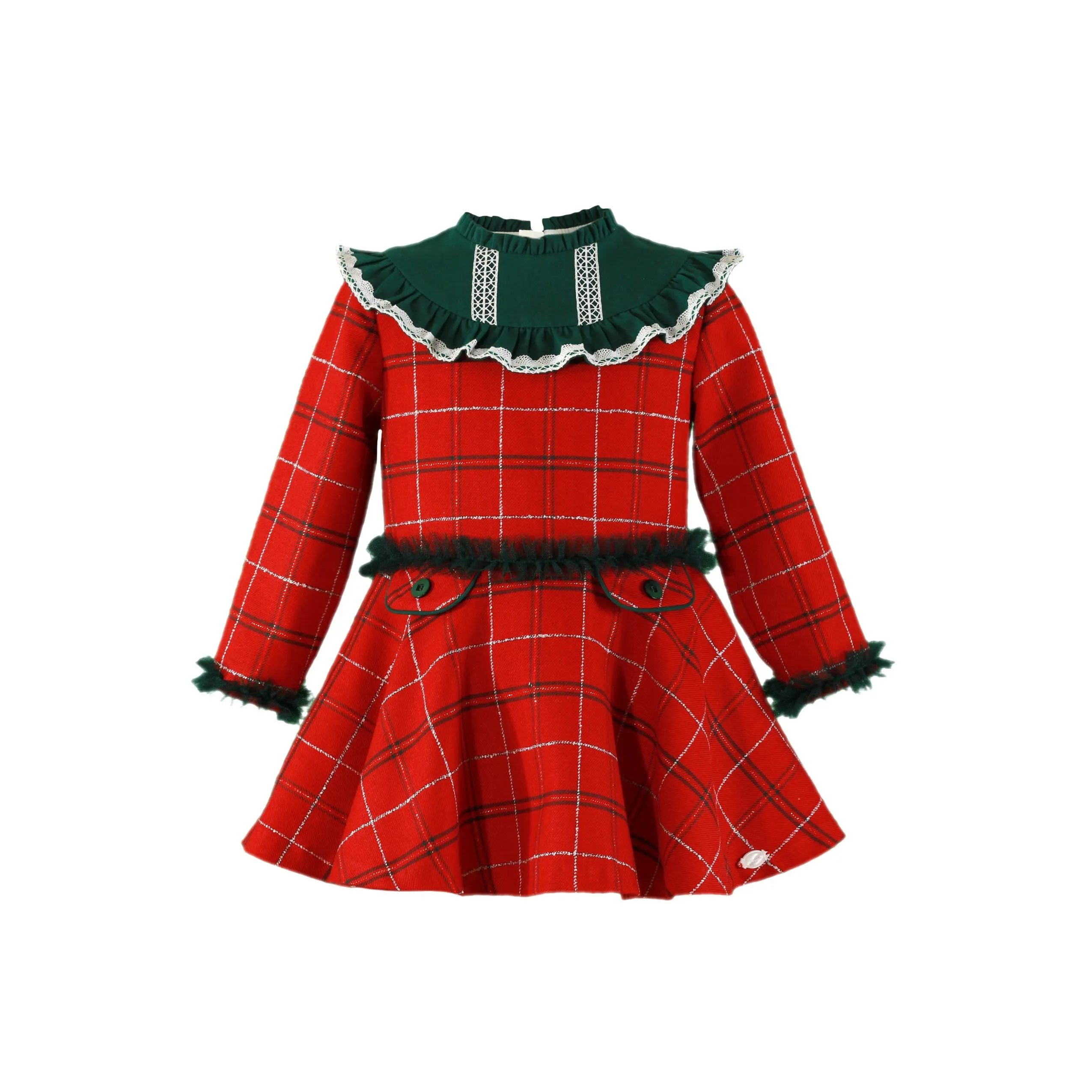Miranda AW24 - Girls Red & Navy Checked Dress 229V