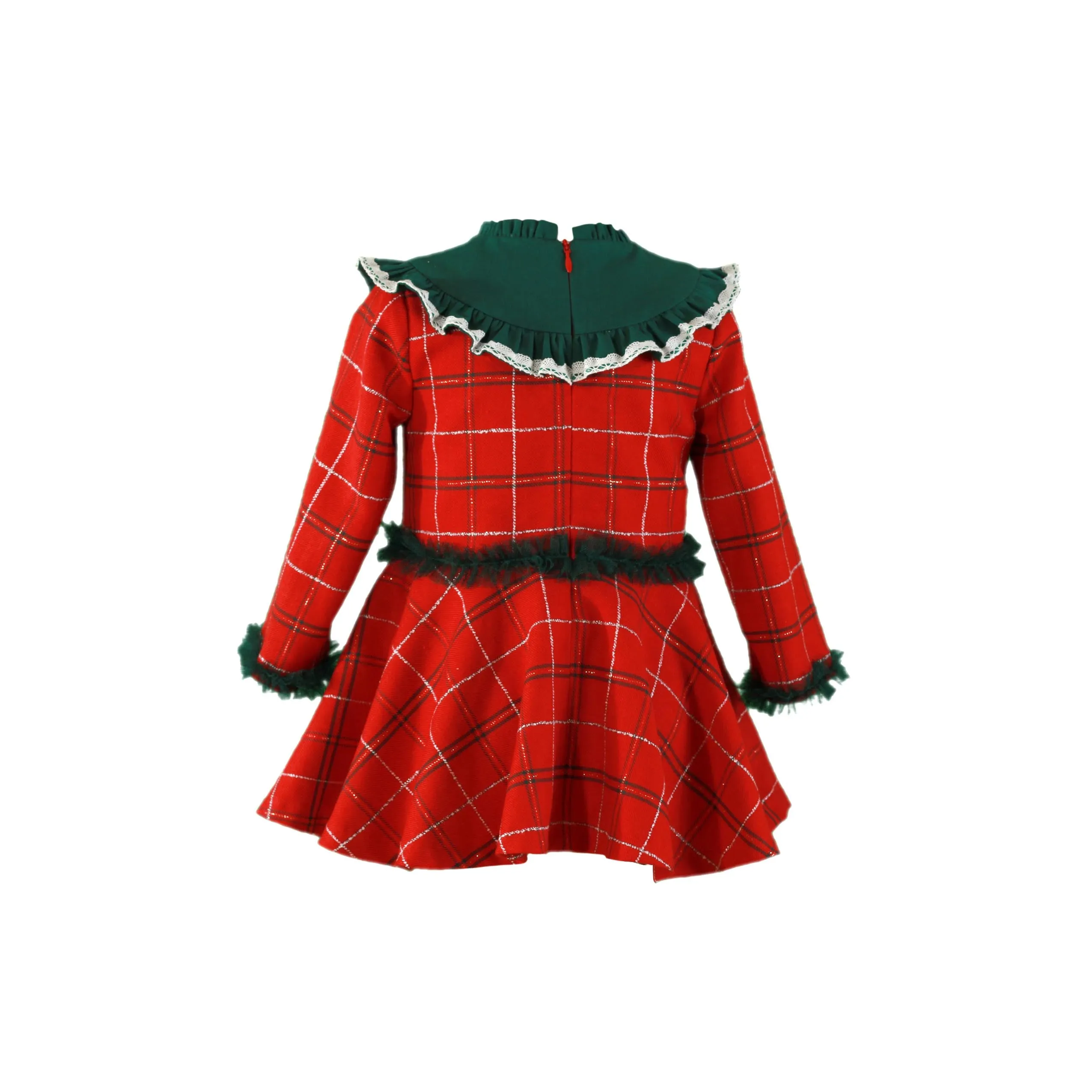 Miranda AW24 - Girls Red & Navy Checked Dress 229V