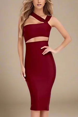 Molly Bandage Midi Dress - Red Wine