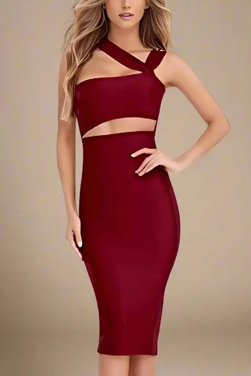 Molly Bandage Midi Dress - Red Wine