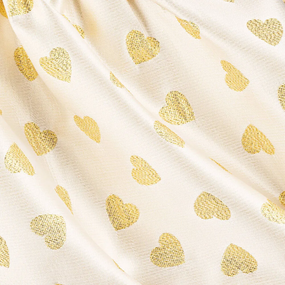 Moschino Girls Ivory & Gold Hearts Jacquard Dress