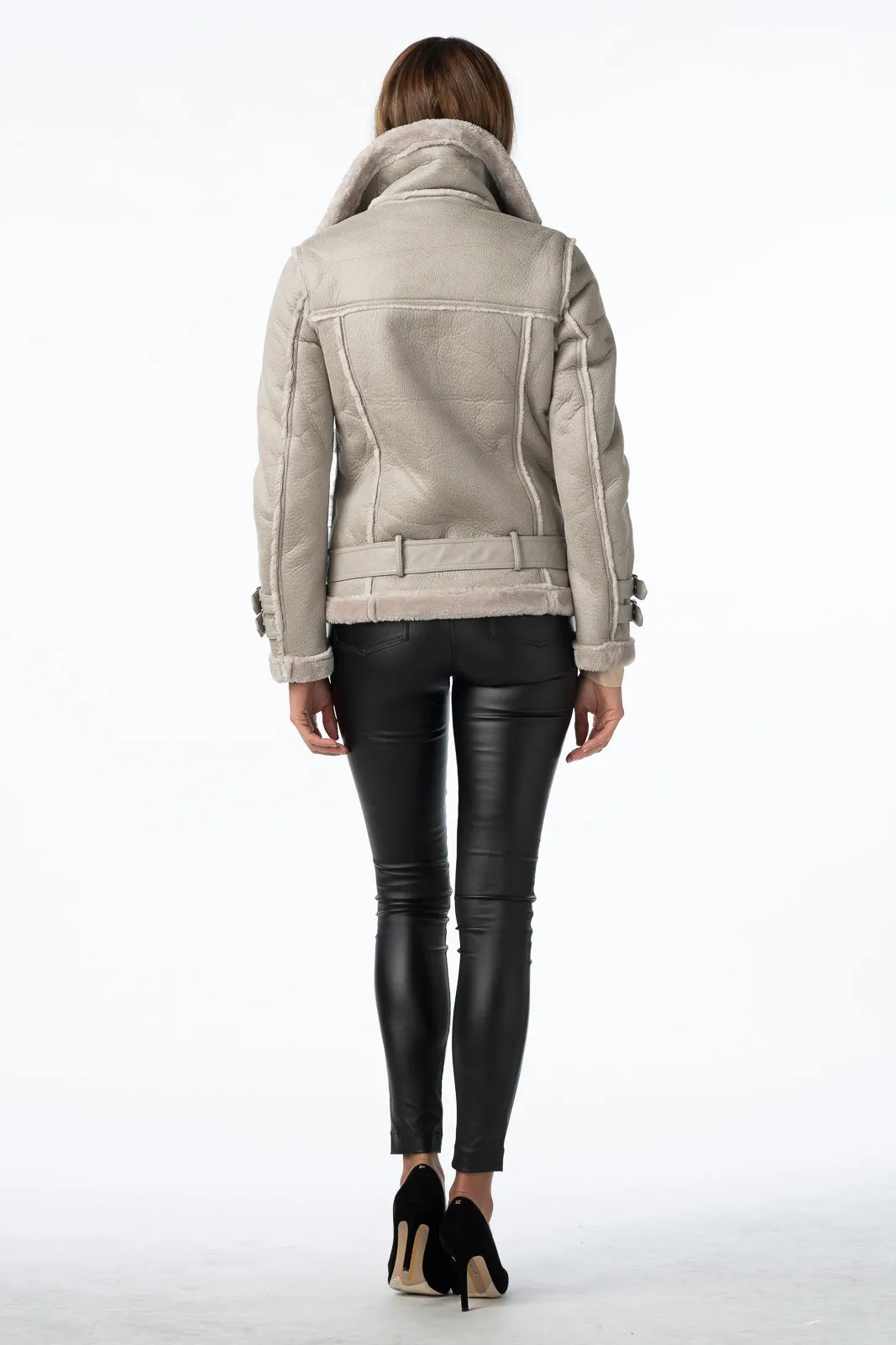 Moto Faux Shearling Jacket