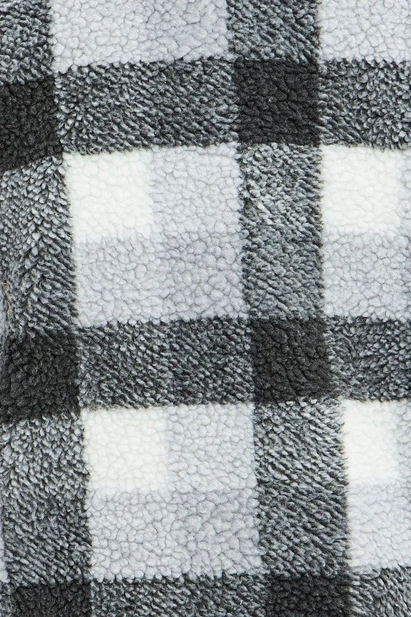 Multi Check Oversized Coat Chunky Plaid Teddy Lined