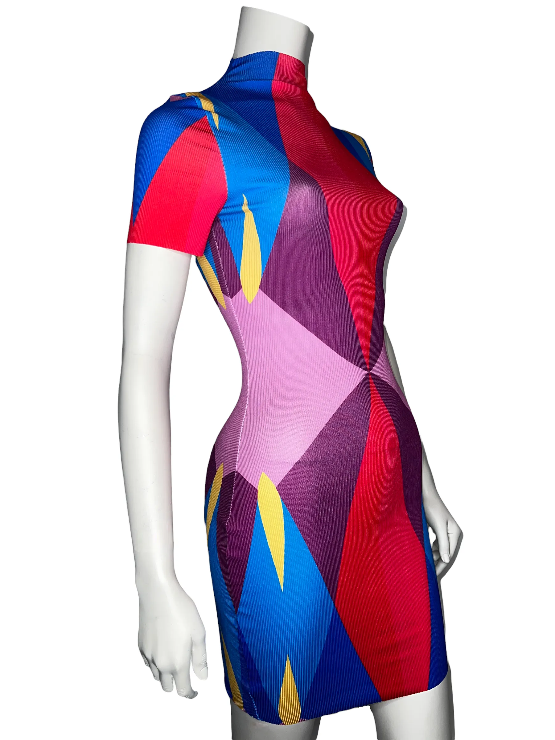 Multicolor Red Waistline Dress