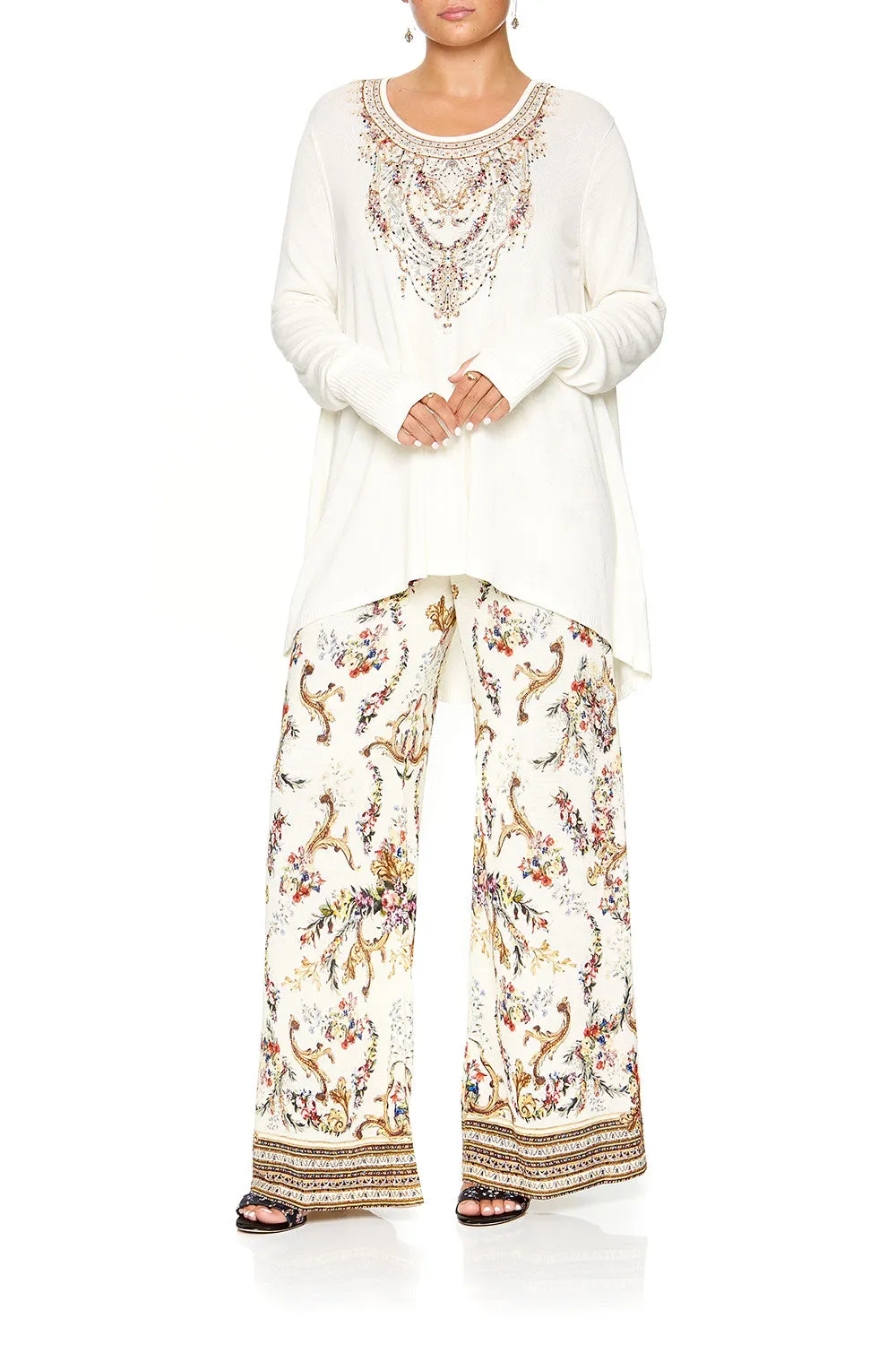 NECKLINE PRINT JUMPER IVORY