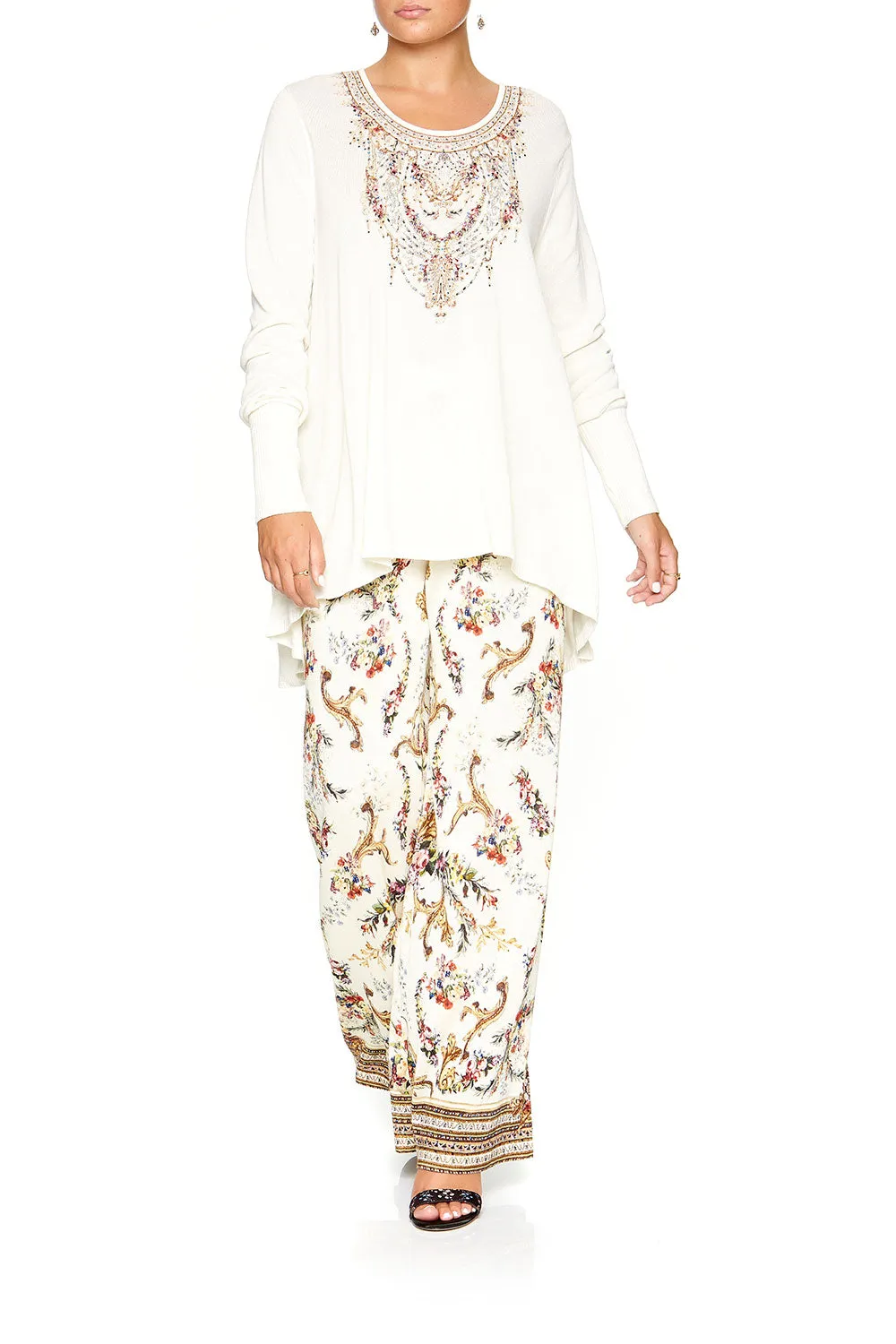 NECKLINE PRINT JUMPER IVORY