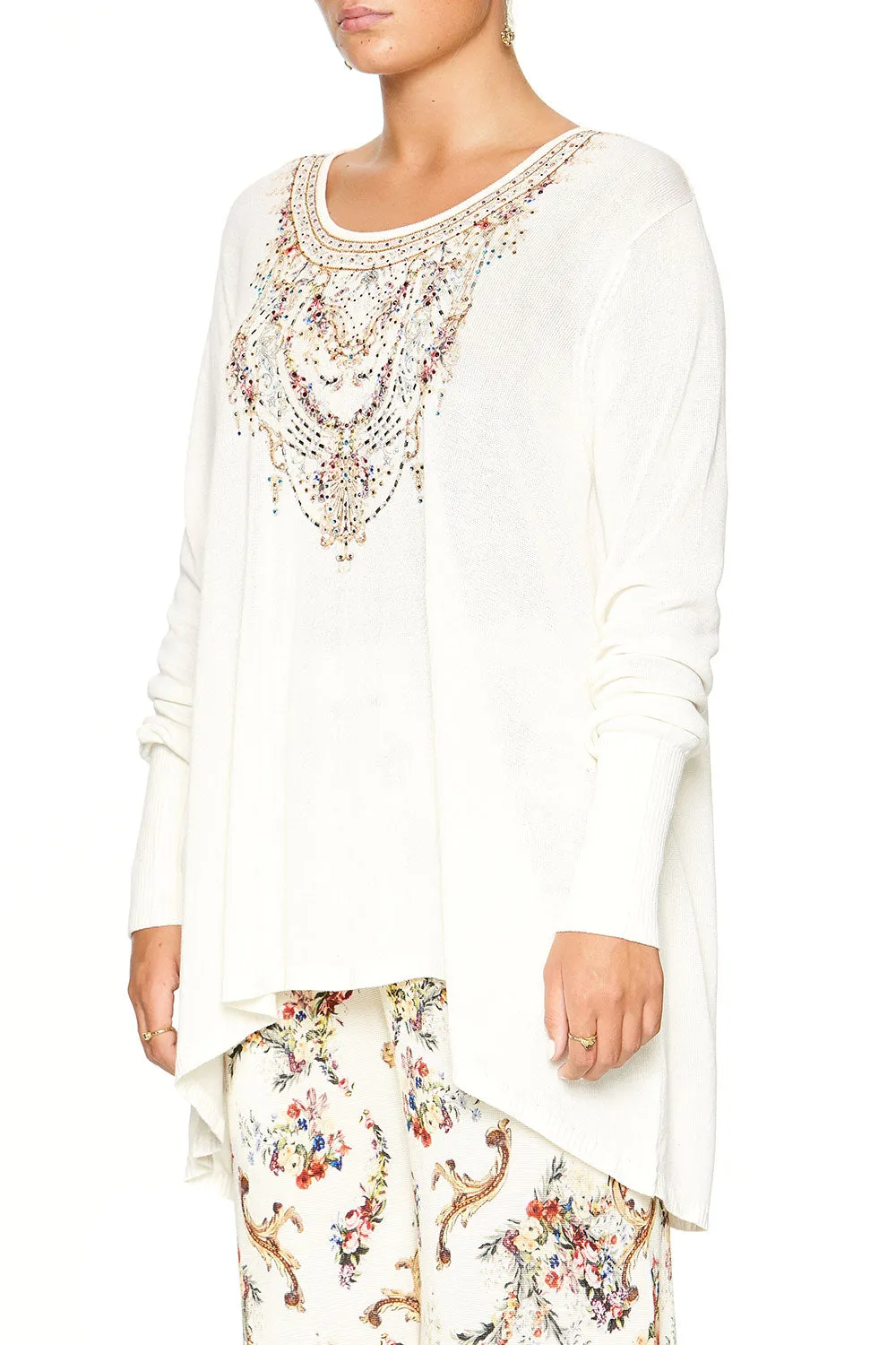 NECKLINE PRINT JUMPER IVORY