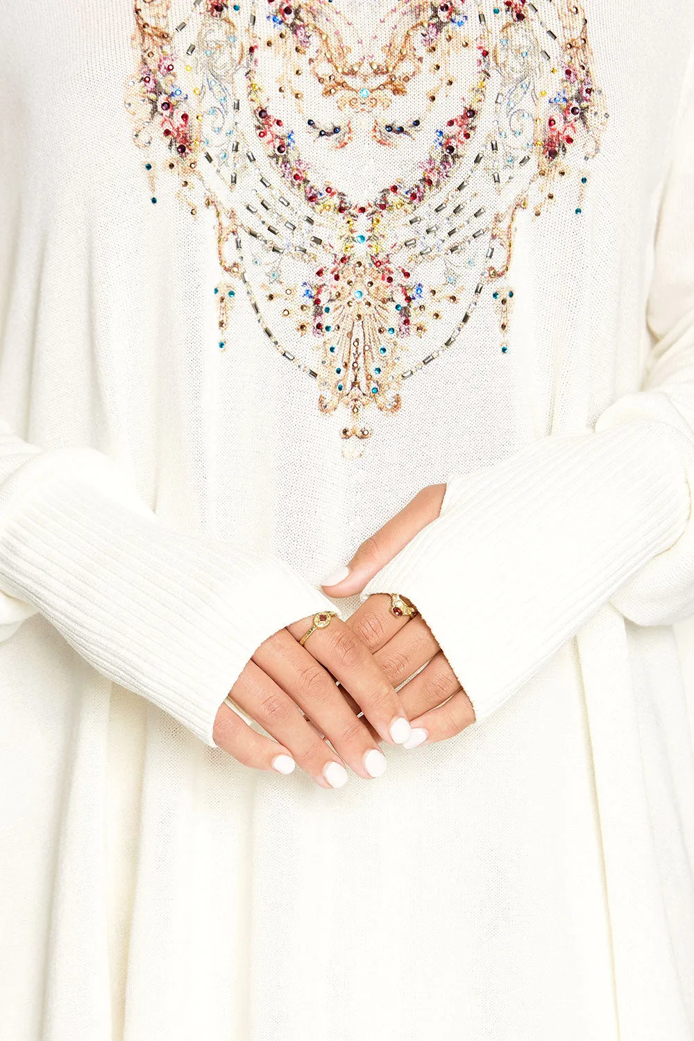 NECKLINE PRINT JUMPER IVORY