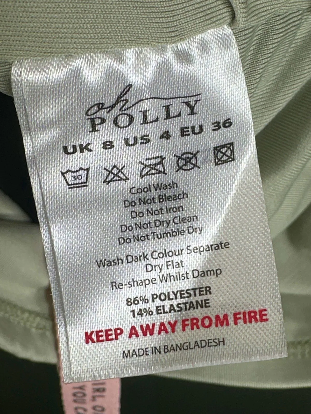 Oh Polly Sage Green Ruched Bodycon Mini Dress UK 8
