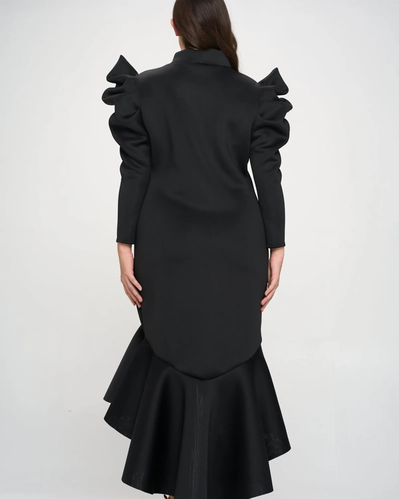 Pagoda Shoulder Mermaid Dress | Black