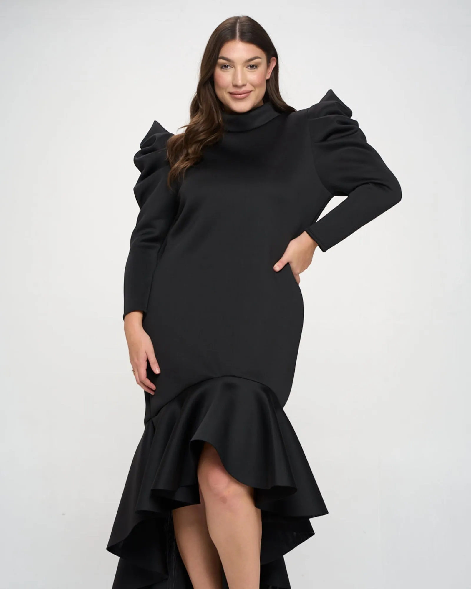 Pagoda Shoulder Mermaid Dress | Black