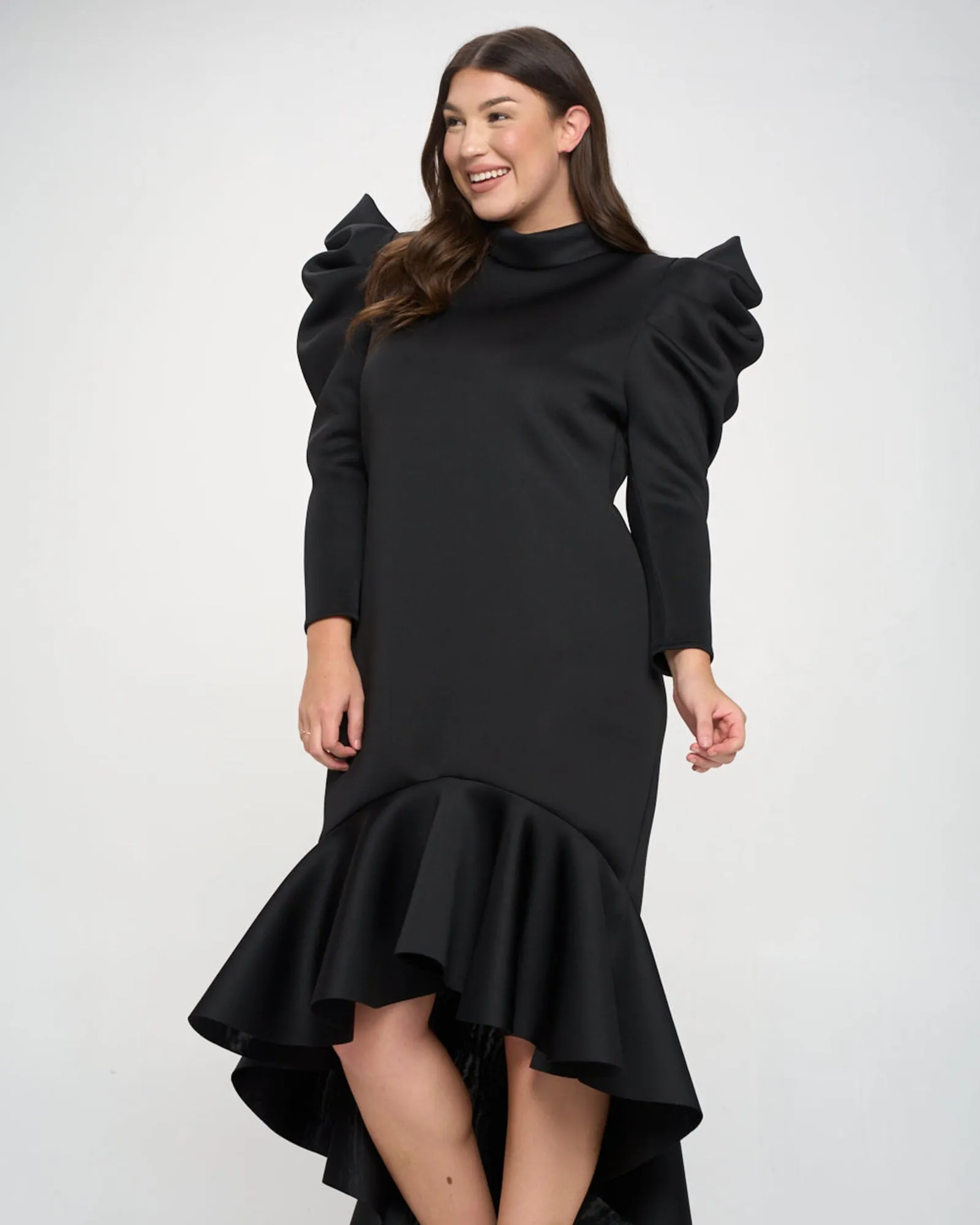 Pagoda Shoulder Mermaid Dress | Black