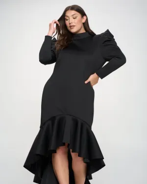 Pagoda Shoulder Mermaid Dress | Black