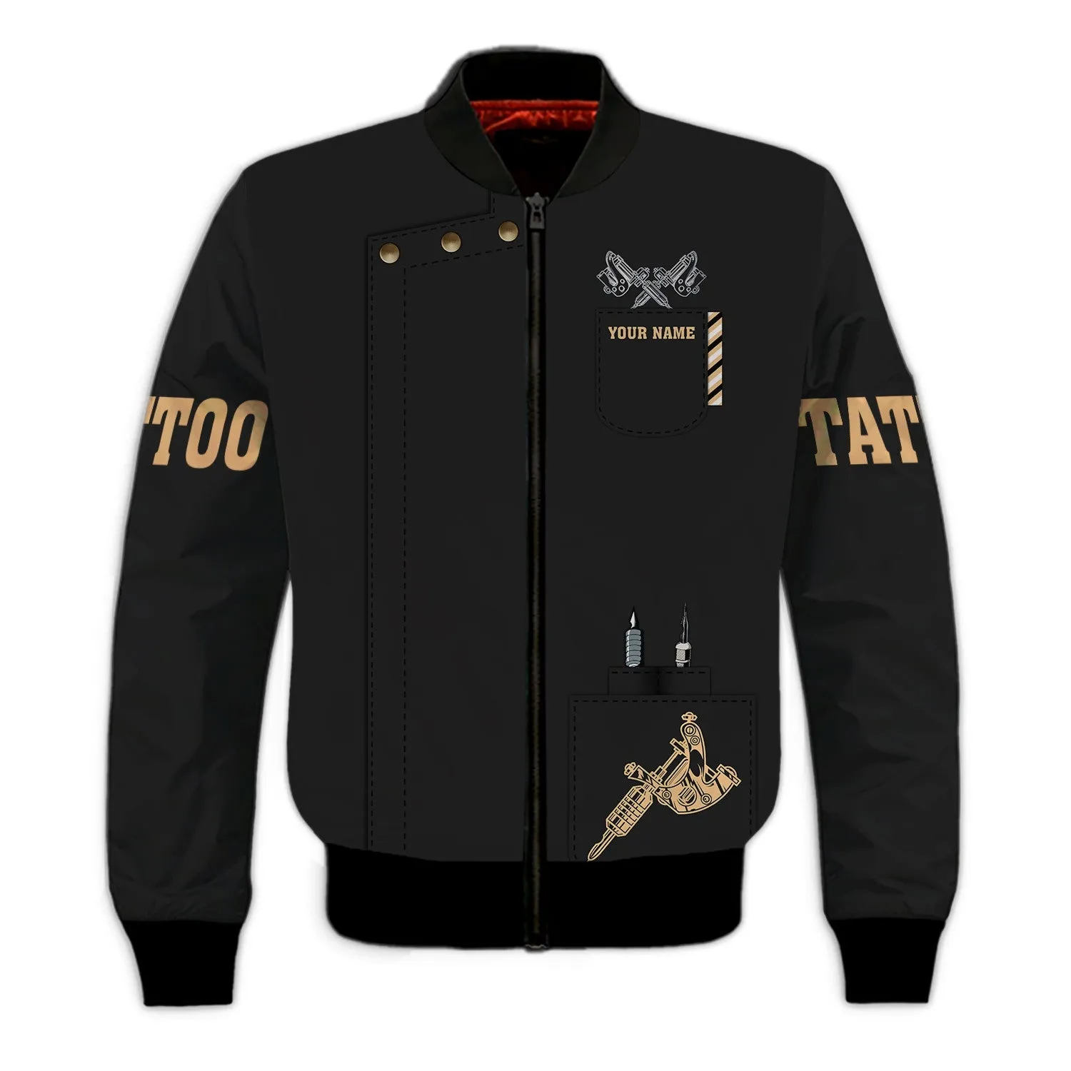 Personalized Name Black Tattoo Golf 3D All Over Printed Sweatshirt Zip Hoodie Bomber