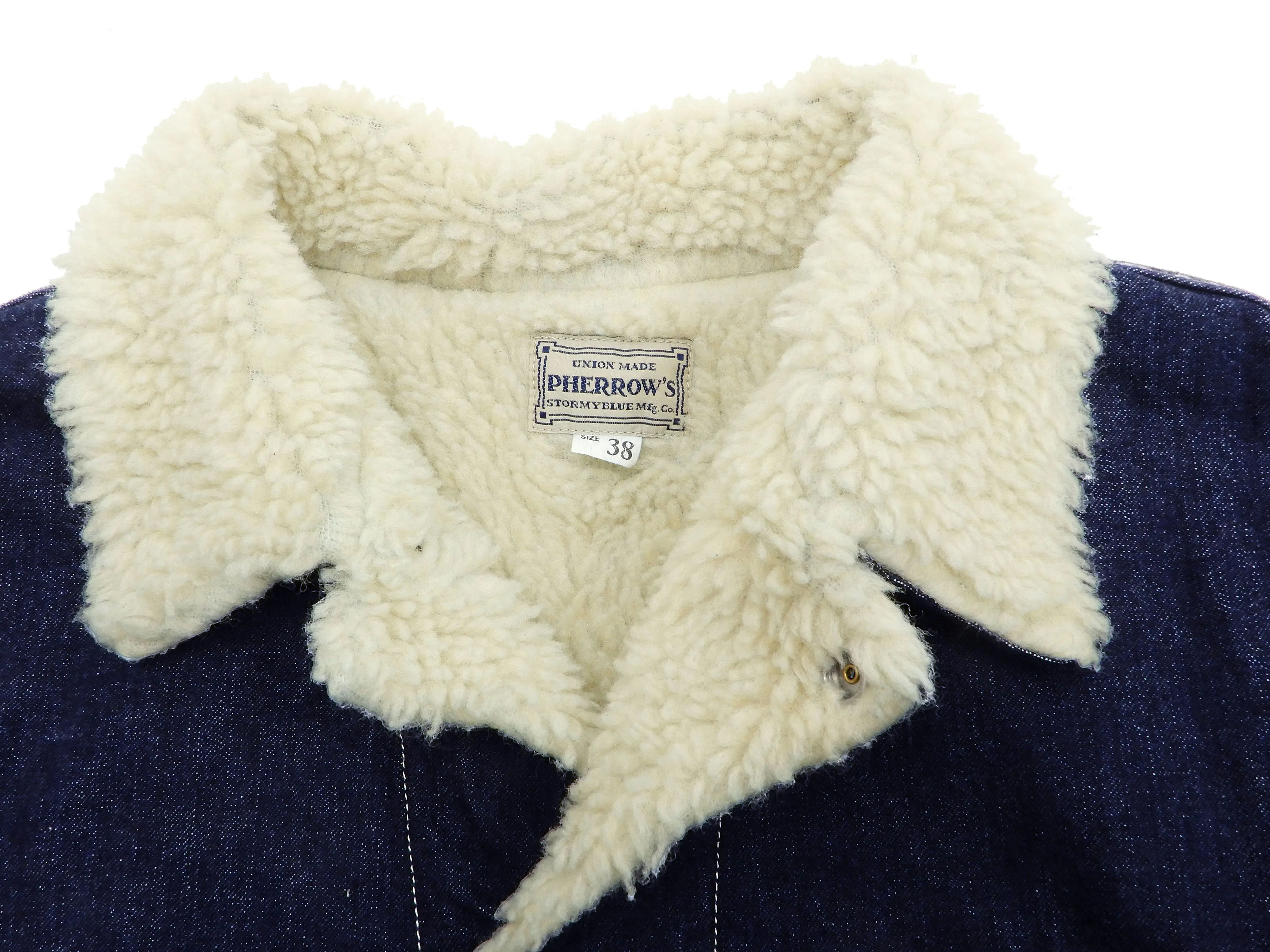 Pherrow's Sherpa Lined Denim Jacket Men's Shearling Rancher Jacket Pherrows 21W-P191-B