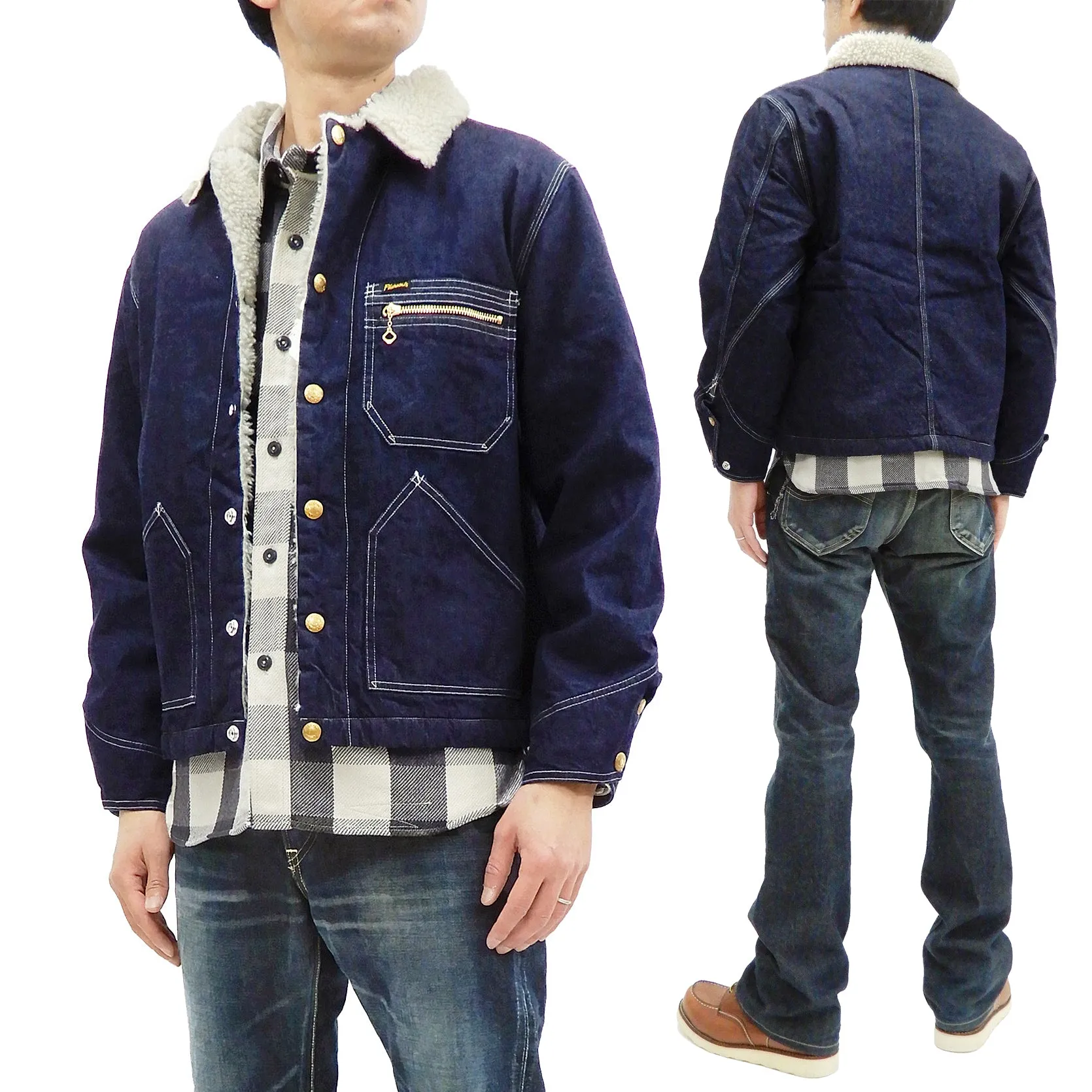 Pherrow's Sherpa Lined Denim Jacket Men's Shearling Rancher Jacket Pherrows 21W-P191-B
