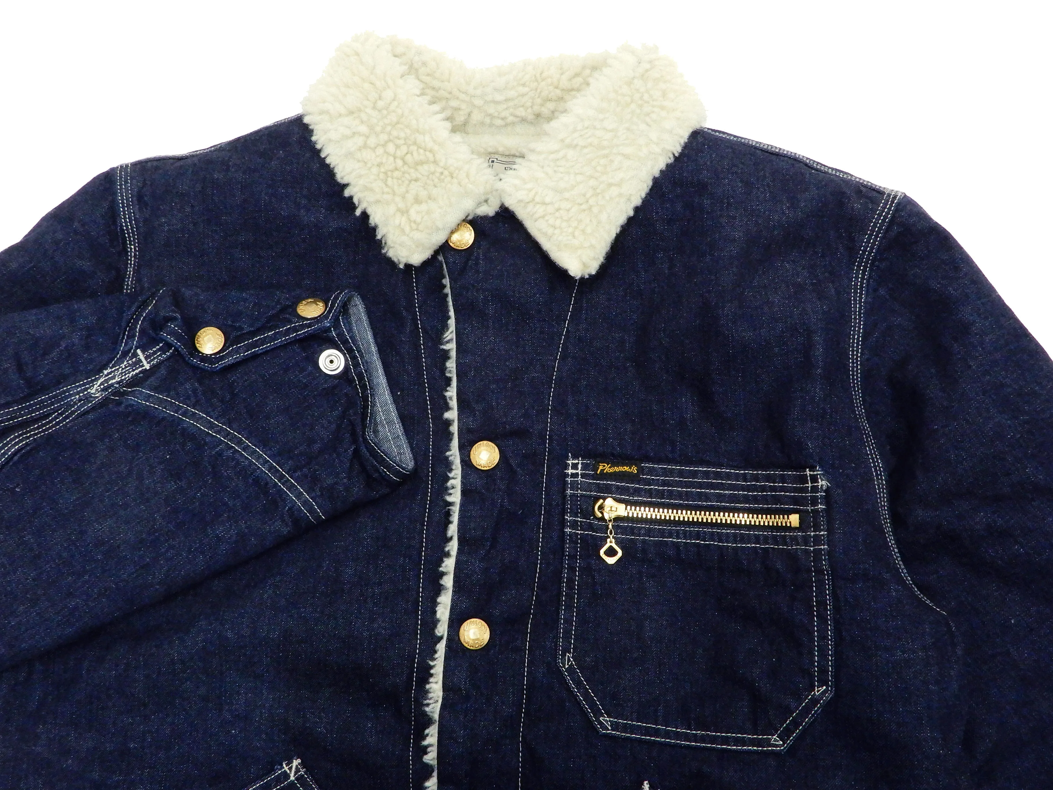 Pherrow's Sherpa Lined Denim Jacket Men's Shearling Rancher Jacket Pherrows 21W-P191-B