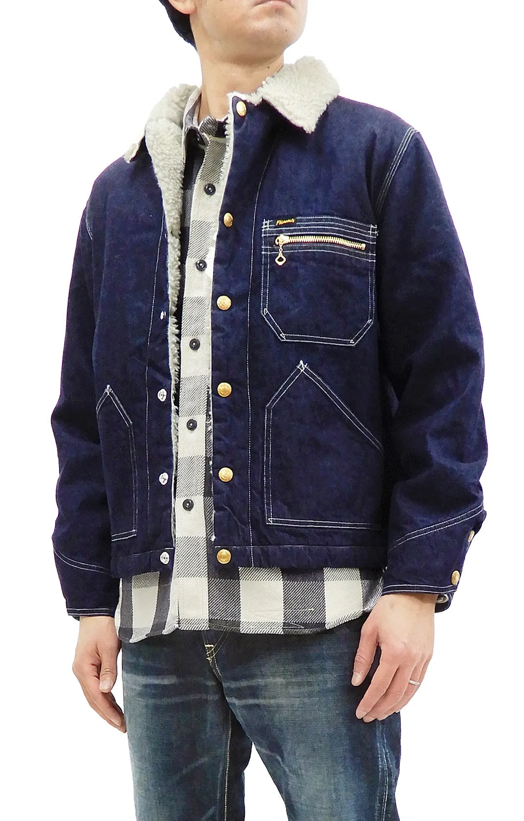 Pherrow's Sherpa Lined Denim Jacket Men's Shearling Rancher Jacket Pherrows 21W-P191-B