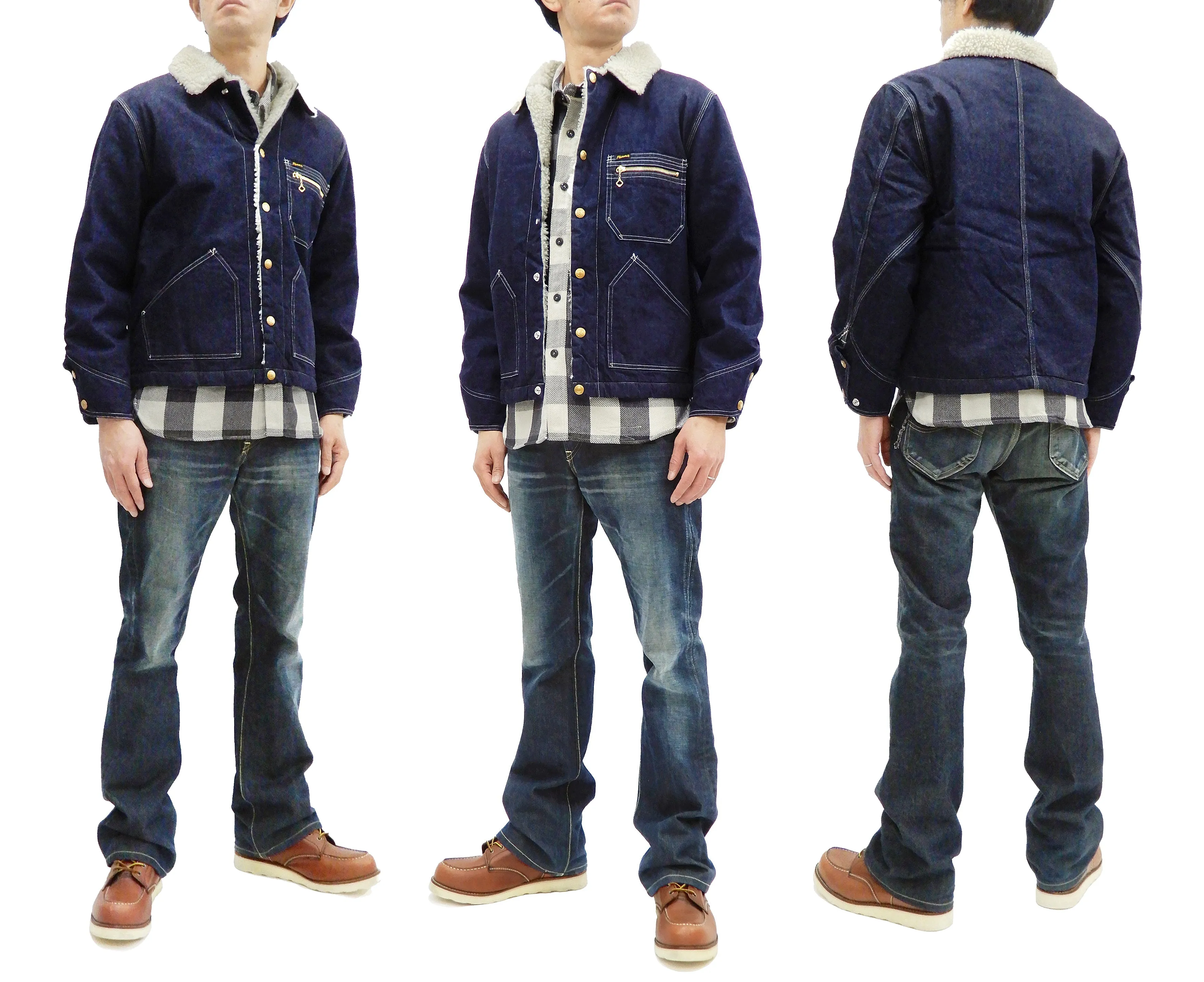 Pherrow's Sherpa Lined Denim Jacket Men's Shearling Rancher Jacket Pherrows 21W-P191-B