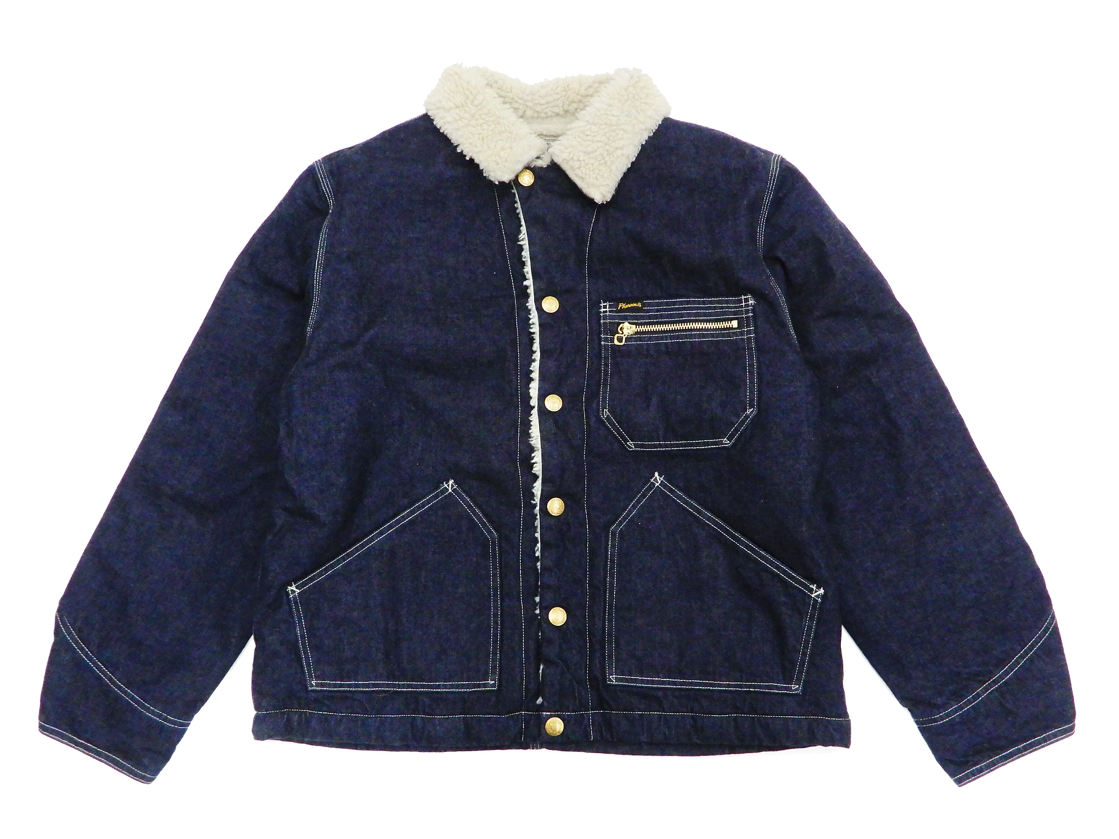 Pherrow's Sherpa Lined Denim Jacket Men's Shearling Rancher Jacket Pherrows 21W-P191-B