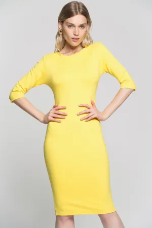 Pineapple Yellow Bodycon Midi Dress