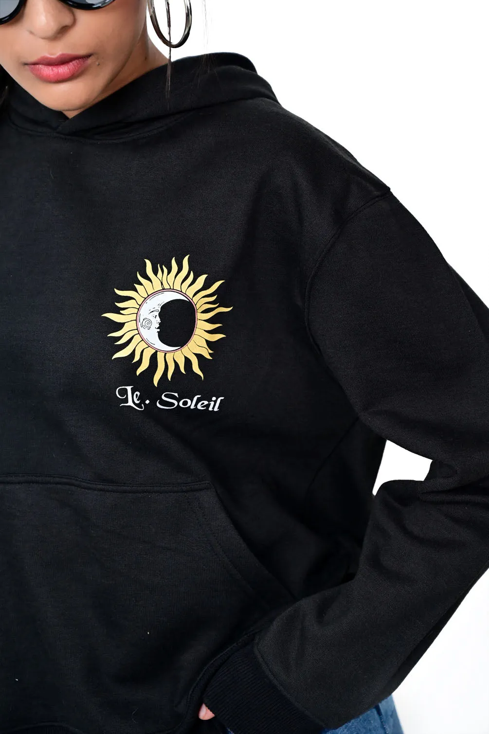 Printed Black oversized Hoodie