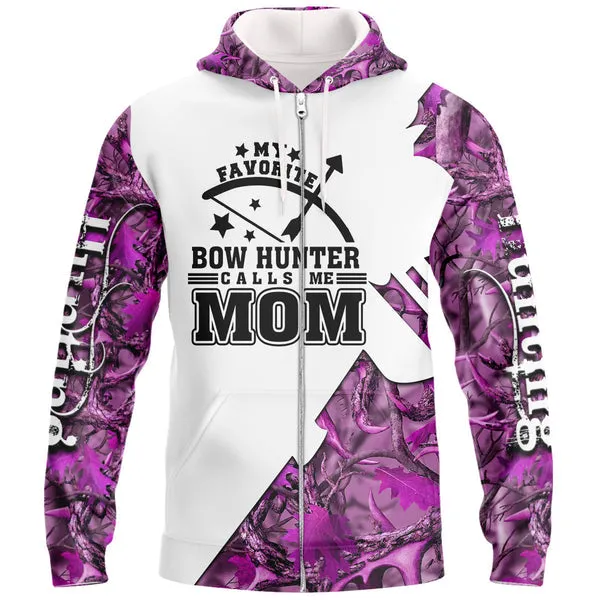 Purple Bow Hunter Mom All Over Printed 3D Sweatshirt Hoodie Hunting Shirts