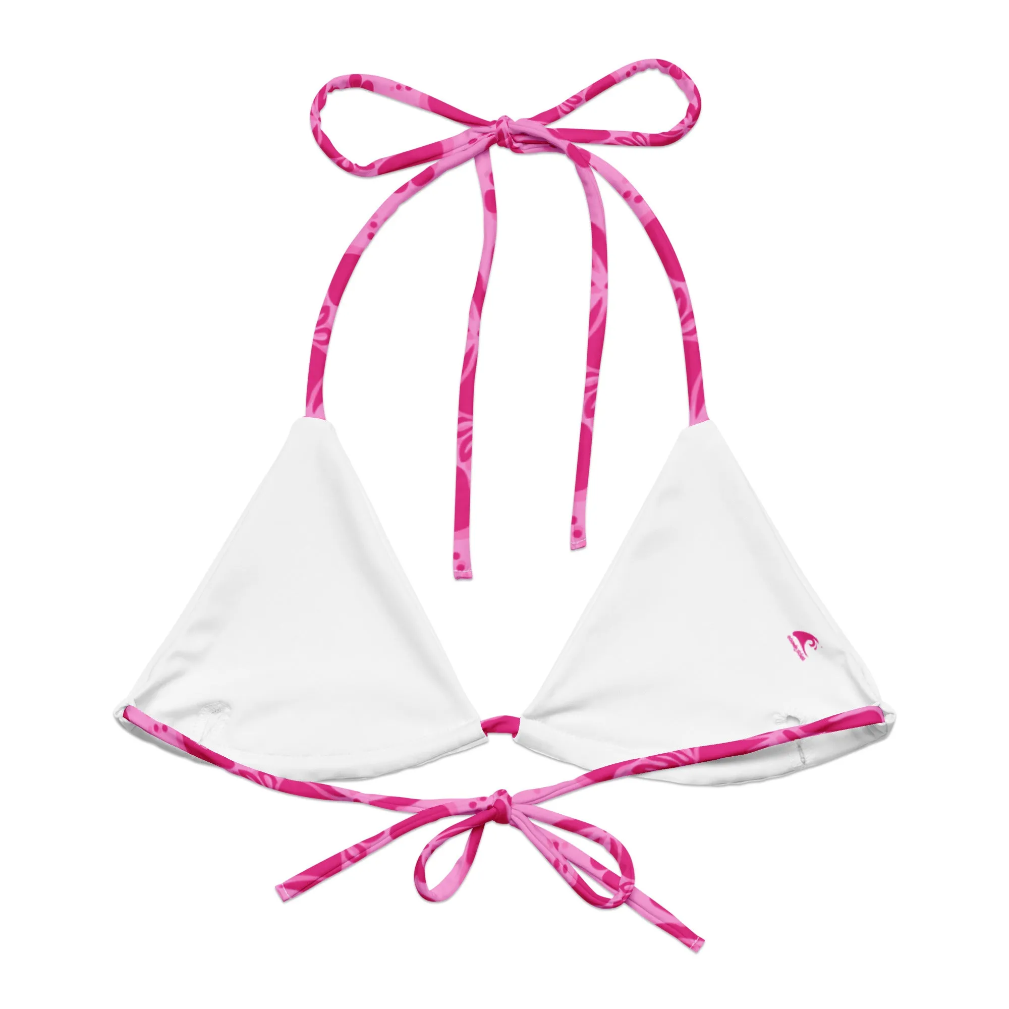 Raspberry Pinks Hawaiian Flowers String Bikini Top