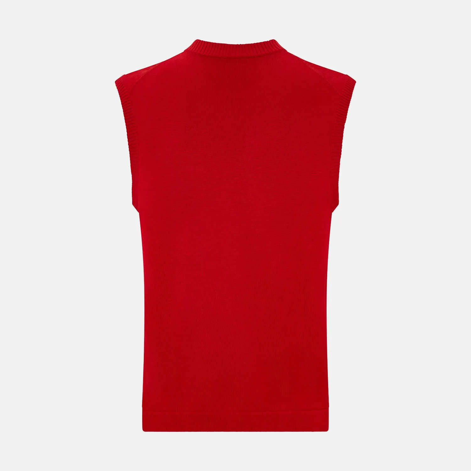 Red Fine Merino V-Neck Vest