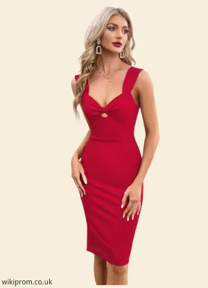 Roselyn Bow Sweetheart Elegant Bodycon Polyester Midi Dresses SWKP0022553