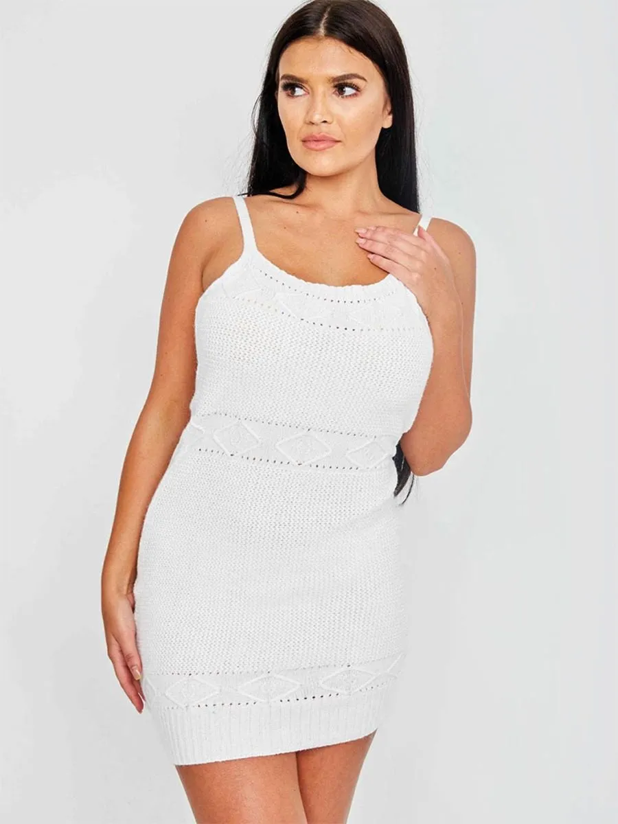Sandra Chenille Knit Cami Dress In Cream