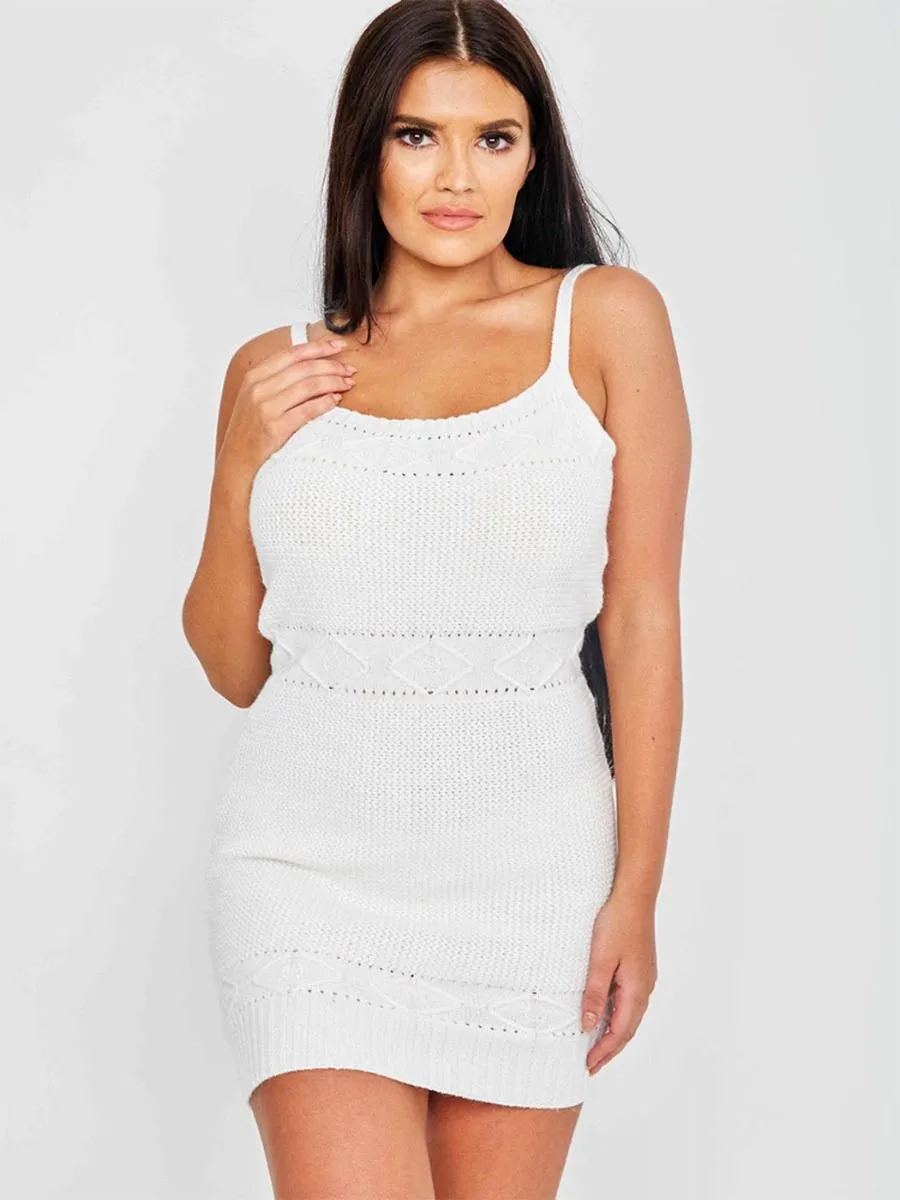 Sandra Chenille Knit Cami Dress In Cream
