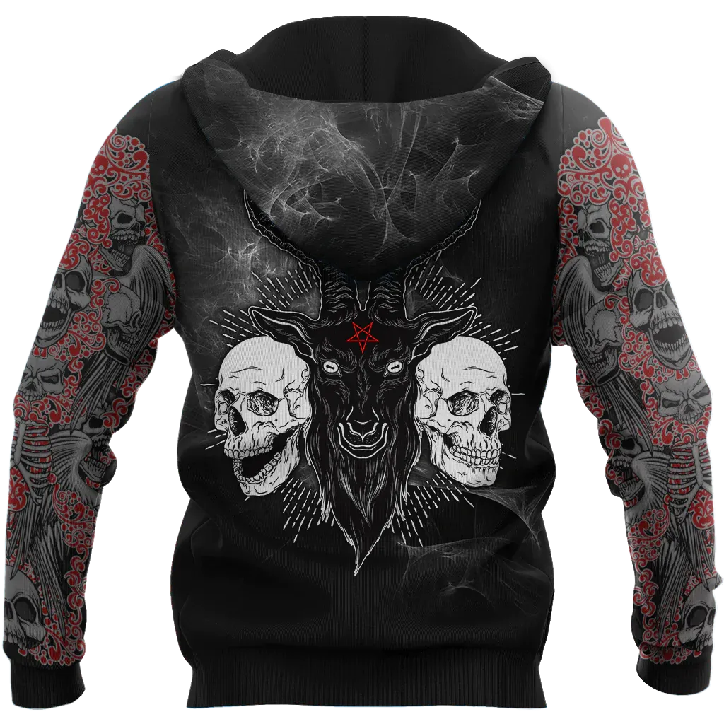 Satanic Skull Symbols Hoodie For Men And Women, 3D Satanic Hoodie For Friend