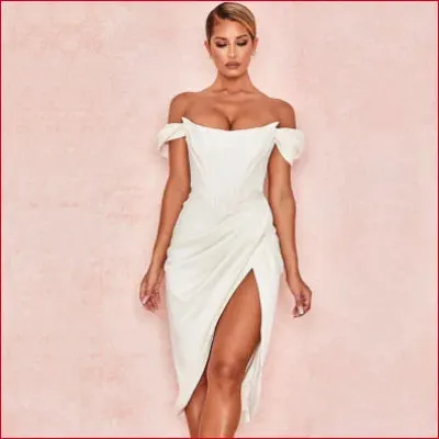 Satin Corset Off Shoulder Bodycon Women’s Dress