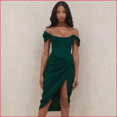 Satin Corset Off Shoulder Bodycon Women’s Dress