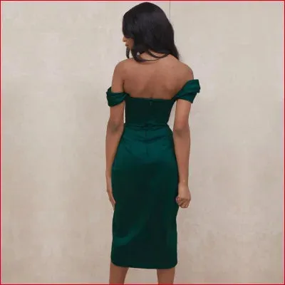 Satin Corset Off Shoulder Bodycon Women’s Dress